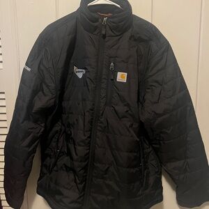 Carhartt Black Quilted Jacket with Gold Logo Patch